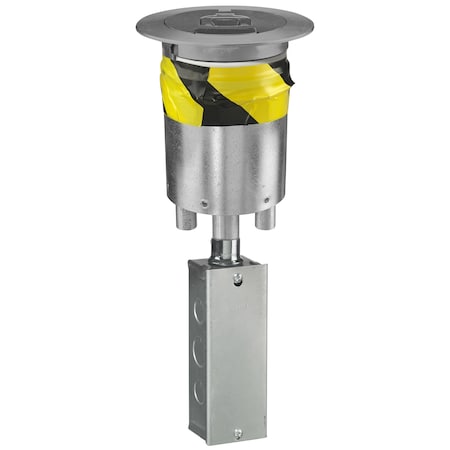 Hubbell Wiring Device-Kellems Recessed 4" Series, (1) S1R4PTFIT fitting, (1) S1R4CVRGRY Gray Painted Recessed Cover, (1) S1R4SPQUAD Sub Plate, (1) S1FRPTJB Hubbell Junction Box S1R4PTQUADGRY